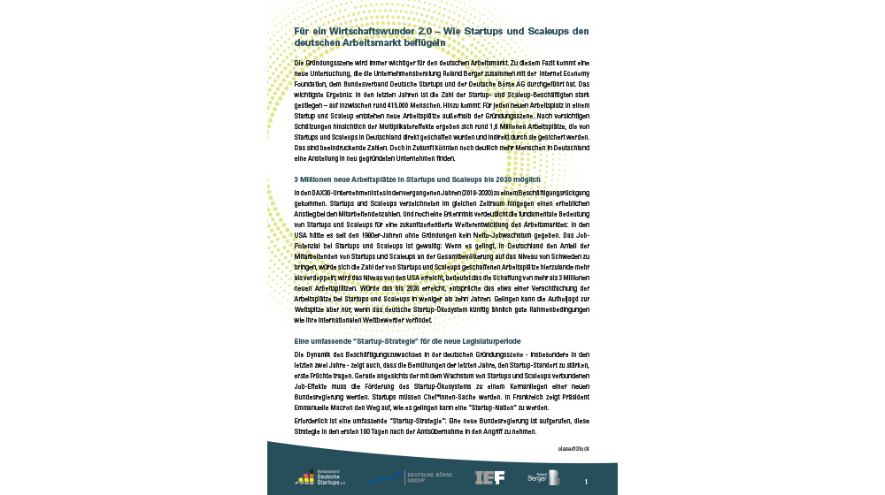 Studie: Für ein Wirtschaftswunder 2.0 - Two Pager